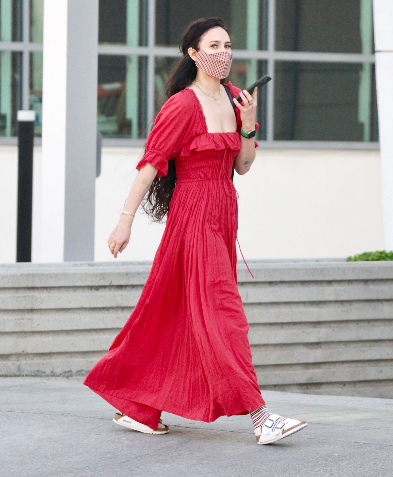 Rumer Willis Red Dress in Beverly Hills4